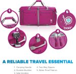 Bago Travel Duffel Bags for Traveling Women & Men- Foldable Weekender Bag - 80L 27" Large Duffle Bag For Travel & Camping Bag - Packable Lightweight Overnight Luggage bag (Black) - Image 4